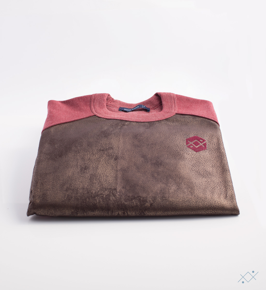 Bordeaux melange cotton in sleeves and back combined with faux leather - view